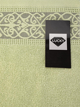 Полотенце махровое 30х60см LUCKY Вензельный бордюр светло-зеленый хлопок 100% 000000000001225089