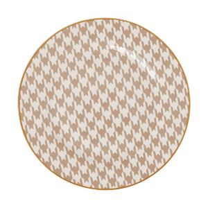 Тарелка десертная 19,5см DE'NASTIA Гусиная лапка белый/бежевый фарфор 000000000001221010