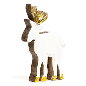Декоративная фигурка 12x10x2,5см DE'NASTIA Лось малый бело-золотой дерево манго 000000000001225950