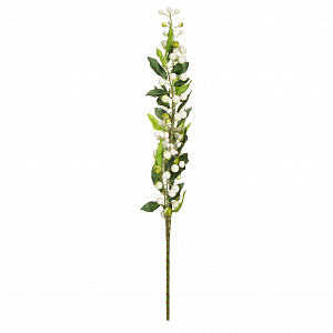 Цветок искусственный ветвь Ягоды 70см белые 000000000001218375