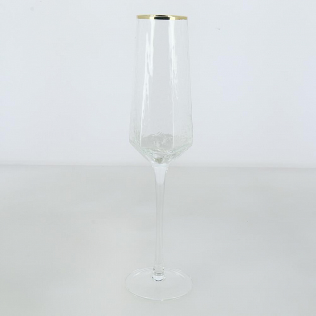 Фужер для шампанского 173мл LUCKY прозрачный с золотой каймой стекло 000000000001210477