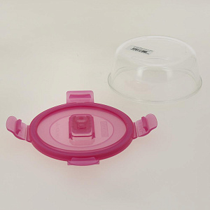 Контейнер стеклян. круглый с розовой крышкой 420мл PURE BOX ACTIVE N0921/P4595 000000000001182544