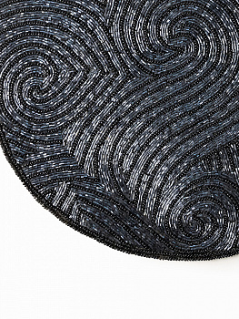 Салфетка сервировочная 35см DE'NASTIA волна с подкладом с окантовкой синий бисер 000000000001229583