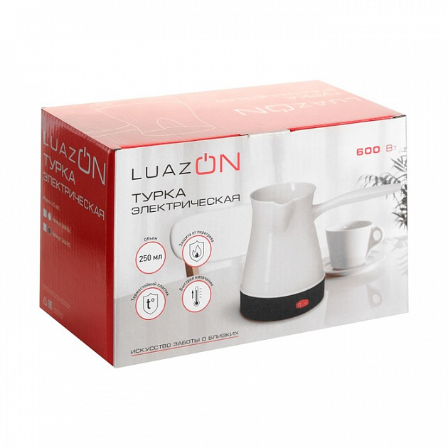 Турка электрическая LuazON LTE-601, 250 мл, 600 Вт, защита от включения без воды, коричневая 000000000001187322