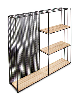 Полка настенная 50х50х10см квадрат LOFT 3 полки черный/натуральный МДФ/железо 000000000001227847