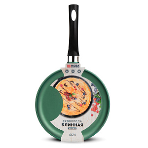 Сковорода блинная 24см НЕВА МЕТАЛЛ ПОСУДА green литой алюминий 000000000001216132