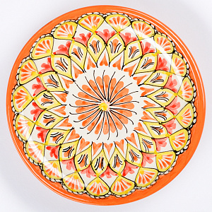 Блюдо (ляган) 19см RISHTON KULOLCHILIC рисунок мехроб оранжевый керамика 000000000001207890