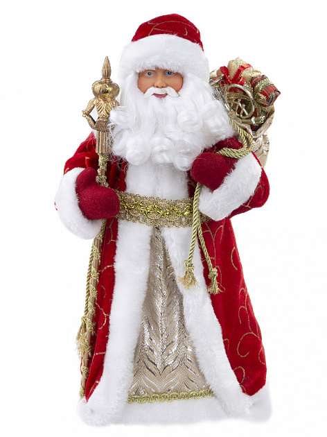 Новогодняя фигурка Дед Мороз в красном костюме из пластика и ткани / 15,5x8,5x30,5см арт.80153 000000000001191205