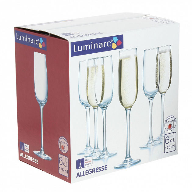 АЛЛЕГРЕС Набор фужеров для шампанского 6шт 175мл LUMINARC стекло 000000000001116202