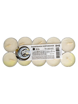 Набор свечей чайных 10шт 3,8х1см FORA ванильное морожное парафин 000000000001226041