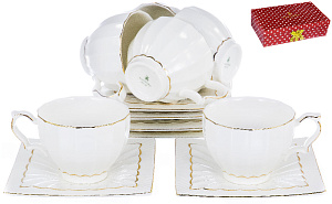 Набор чайный фарфор NEW BONE CHINA 12 предметов 6 чашек 220мл + 6 блюдец  подарочная упаковка Грация Balsford,101-12004 000000000001192945