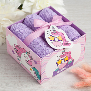 Набор махровых полотенец 3шт-30х30см ЭТЕЛЬ Happy плотность 340гр/м хлопок 000000000001210463