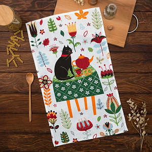 Полотенце кухонное Доляна Кошечка 35х60см 100%хл 160г/м2 4136476 000000000001200819