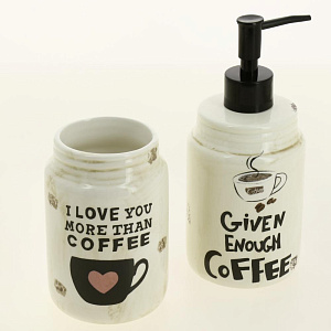 Набор для кухни 3 предмета ДОЛЯНА Кофе дозатор для моющего средства стакан на подставке дерево металл керамика пластик 000000000001209729