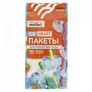 Пакеты для заморозки льда 160 сердец MALIBRI 8 пакетов полиэтилен 000000000001209067