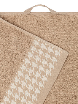 Полотенце махровое 35x70см DE'NASTIA Бордюр гусиная лапка бежевый хлопок 100% 000000000001219828