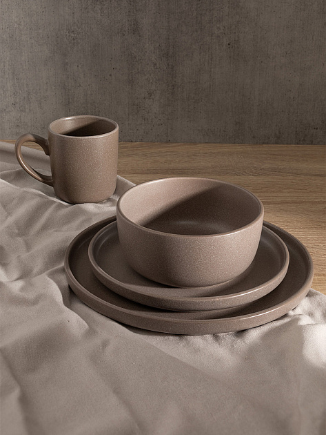 Тарелка десертная 21,6см DE'NASTIA Графит бежевый матовая керамика 000000000001227037