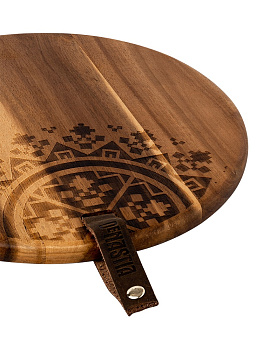 Доска сервировочная 26см DE'NASTIA круглая с узором коричневый дерево 000000000001209749