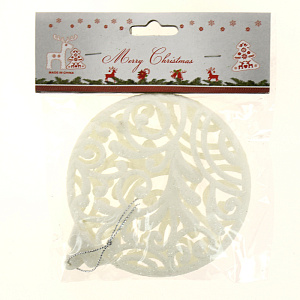 Украшение декоративное Шар плоский 10см белый R010495 000000000001191502