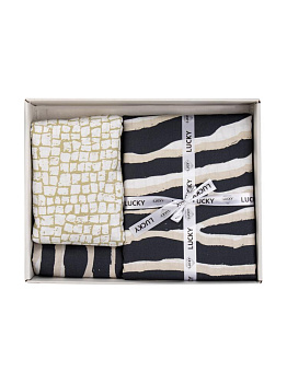 Комплект постельного белья 1,5сп LUCKY (пододеяльник 145х215см, простыня 150х220см, наволочка 70х70см-1шт) Зебра сатин хлопок 000000000001225218