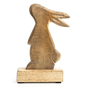 Декоративная фигурка 17x6x2,5смDE'NASTIA Зайка на подставке бежевый дерево манго 000000000001225934