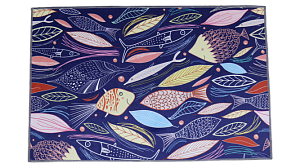 Коврик придверный 50х80см LUCKY рыбки синий 100% полиэстер 000000000001203631