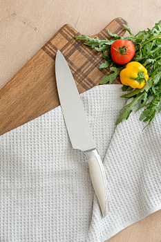 Нож Поварской шеф-нож 20,5см DE'NASTIA Wave line молочный нержавеющая сталь/пластик 000000000001228012