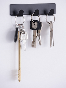 Крючок на липучке 3 крючка 2,5x12x2см DE'NASTIA черный матовый нержавеющая сталь 000000000001212661