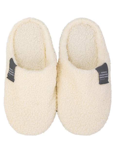 Тапочки домашние 40-41 женские утепленные молочный полиэстер/ПВХ 000000000001228841