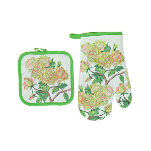 Набор прихватка и рукавица Розы Фото-графика Мультидом, хлопок, 2 предмета 000000000001133604