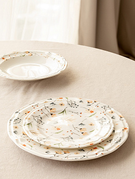 Тарелка десертная 20см LUCKY Цветы белый фарфор 000000000001220860