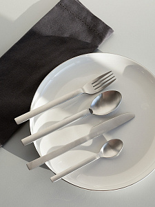 Набор столовых приборов 4 предмета (ложка чайная, ложка столовая, нож столовый, вилка столовая) DE'NASTIA Грант серебристый нержавеющая сталь 000000000001229639