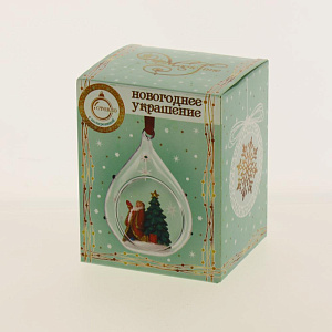 Новогоднее подвесное украшение Дед мороз и ёлка из стекла и полирезины / 8x7x11 см арт.78369 000000000001191394