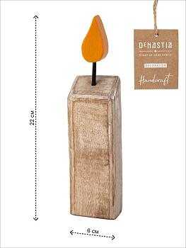 Декоративная фигурка 6х22см DE'NASTIA Свеча белый дерево манго 000000000001229667