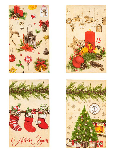 Полотенце кухонное 35х60см Праздник 150гр в ассортименте рогожка хлопок 000000000001229039