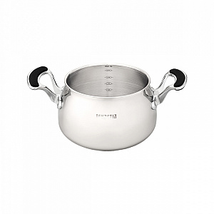 Кастрюля с крышкой 3л DE'NASTIA округлая сатин черный нержавеющая сталь/силикон 000000000001224977