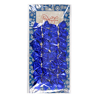 Новогоднее украшение БАНТ Синий шелк из полиэстера, набор из 12 шт. / 5х5x0,01см арт.78680 000000000001179629