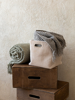 Плед 150x200см DE'NASTIA плетеный зеленый хлопок/шенилл 000000000001230286