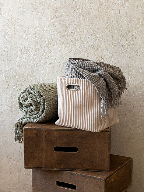 Плед 150x200см DE'NASTIA плетеный зеленый хлопок/шенилл 000000000001230286