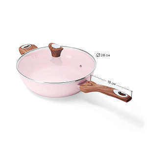 Сковорода с крышкой 28см PHANTOM CHEF глубокая ручки soft touch индукция pink 000000000001221212