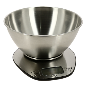 Весы кухонные с чашей  ECON, металл, максимальный вес 5 кг., объём 1800мл, LCD дисплей 58*27мм, определение объема молока и воды, ECO-BS357K 000000000001200806