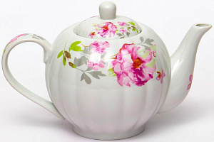 Чайник фарфор 1000мл подарочная упаковка Флора Акварель Olaff 124-01200 000000000001200550