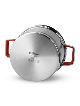 Кастрюля с крышкой 6л MATISSA красный нержавеющая сталь/силикон/стекло 000000000001227364