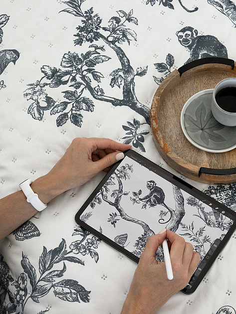 Покрывало 240x260см DE'NASTIA Tiger белый/серый полиэстер 000000000001230719