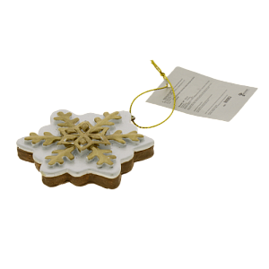 Новогоднее подвесное украшение Пряник-Снежинка Золотая из полирезины / 7х7х1,5см арт.80083 000000000001191423