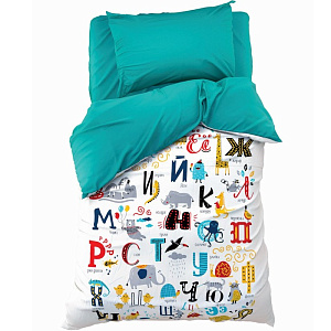 КПБ Этель 1,5сп "Алфавит" 143х215см, 150х214см, 50х70см-1шт 100 % хлопок, бязь, пл.125г/м2, 4154898 000000000001200105