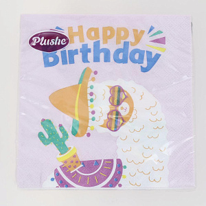 Салфетки бумажные 33х33см 3слоя 18листов PLUSHE Happy Birthday розовый фон 000000000001208460