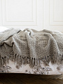 Плед 150x200см DE'NASTIA плетеный серый хлопок/шенилл 000000000001230285