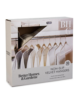 Набор плечиков для одежды 45х22см 30шт антискользящие бежевый пластик/флок 000000000001229809