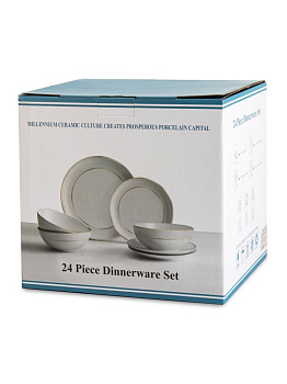 Набор столовой посуды 24 предмета (салатник 12см 300мл-6шт/обеденная 26см-6шт/десертная 20см-6шт/суповая 20см-6шт) фарфор 000000000001228626